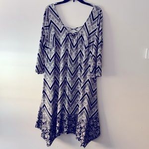 Used black and white dress 95% polyester 5%spandex .